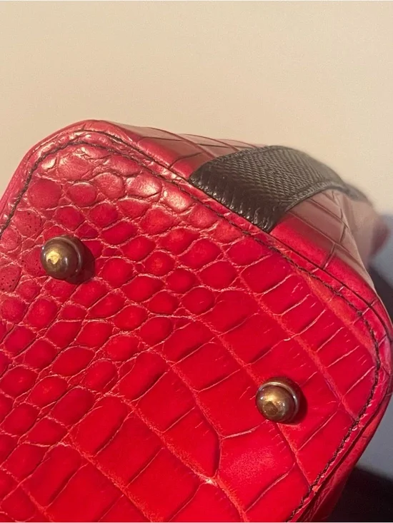 *RARE* Brahmin Burchelli Collection Red Leather & Calf Hair Kendall Bag - Picture 6 of 14